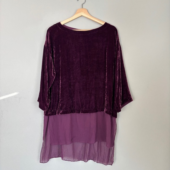 Eileen Fisher Velvet Tunic Top Women's Silk Blend 3/4 Sleeve EUC - Picture 2 of 10